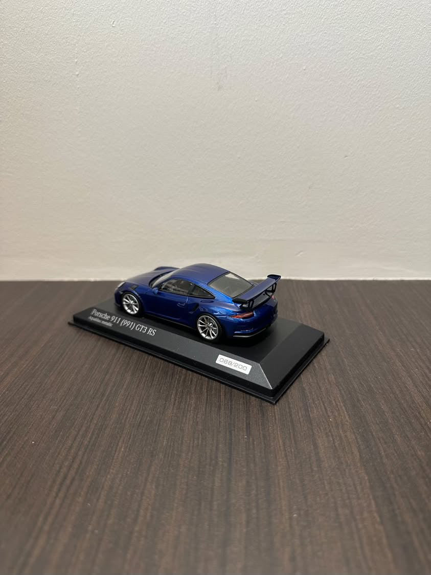 Porsche 911 type 991 GT3 RS Paint To Sample Aquablue Metallic Cartima 1/43 Minichamps